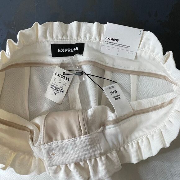 Express Wide Leg Super High Rise Ruffle Trim Waist Dress Pants Size 6S - Picture 4 of 12